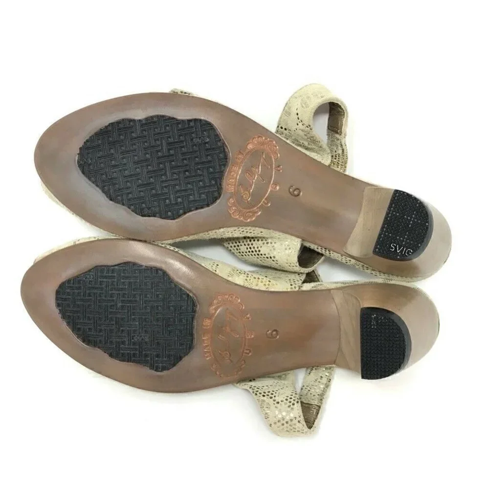 Salpy Womens Slingback Shoes Heels Beige Leather 6